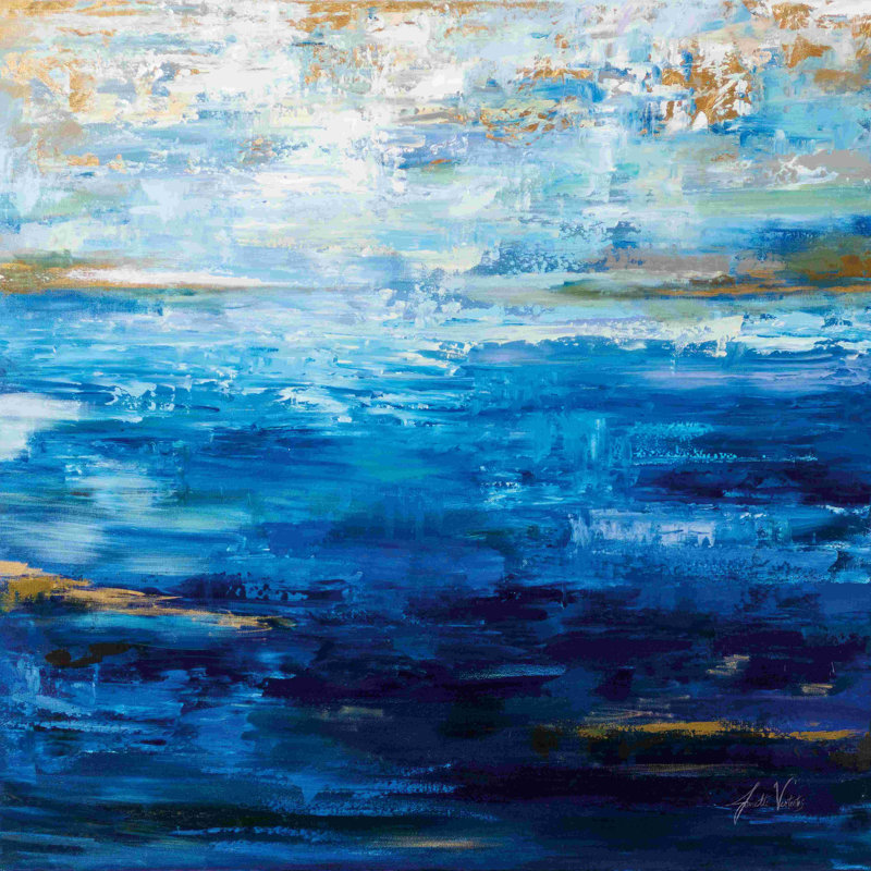 «Deep Blue» par Jeanette Vertentes - peinture sur toile tendue, H 12 po x l 12 po