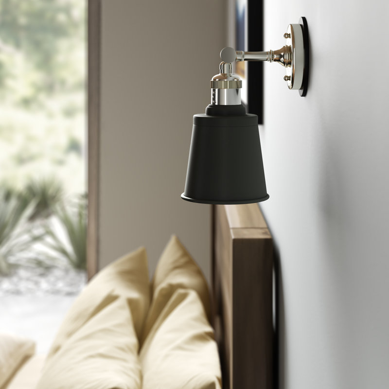 Lavender Hill Armed Sconce, Polished Nickel/Matte Black, Polished Nickel