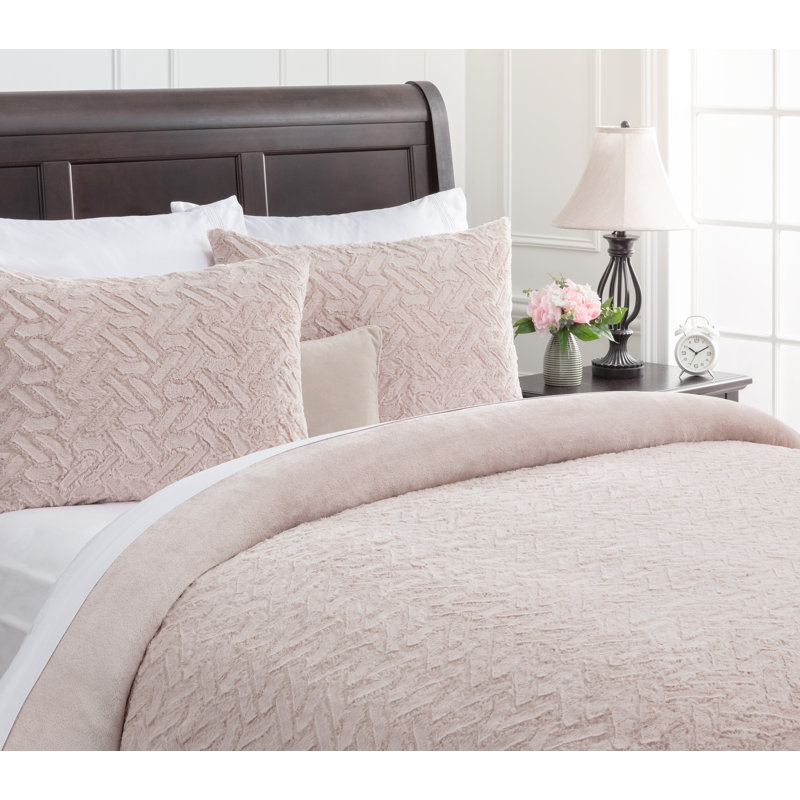 Ensemble de housse de couette réversible en microfibre 3 pièces Chanasya, Rose