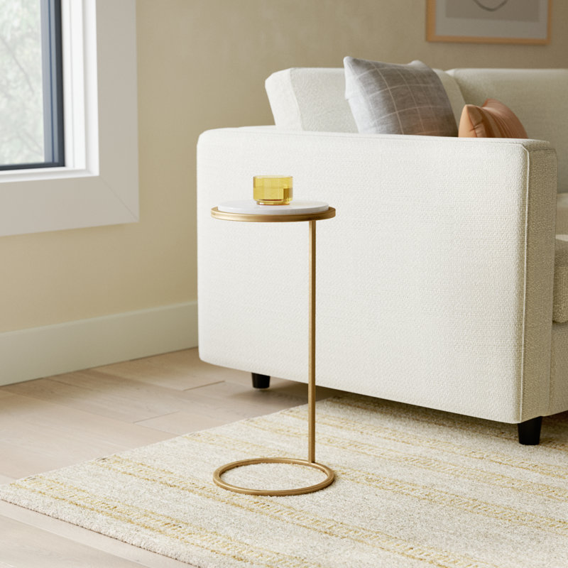 Cinna Frame End Table, White Top/Gold Base