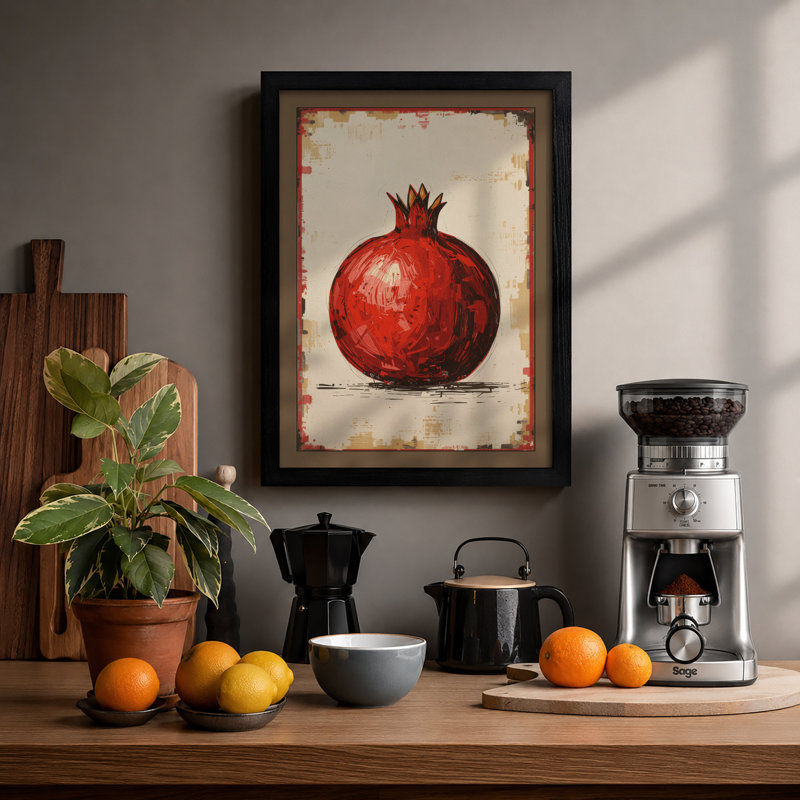 Classical Pomegranate Botanical - Print, A2 - 59.4 x 42.0 cm, Black