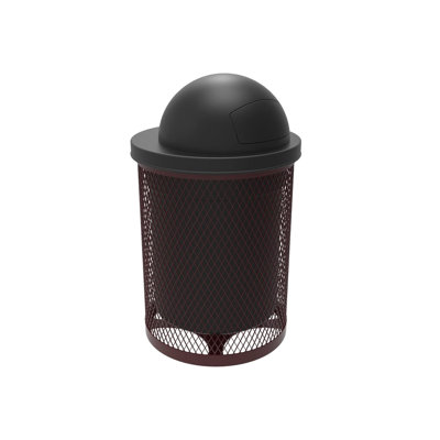 COATEDOUTDOORFURNITURE 32-Gal Trash Can, Burgundy, Dome Lid