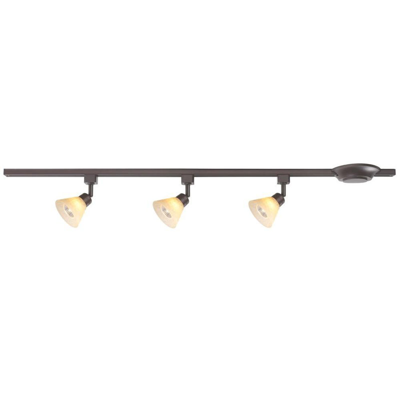 Antique Bronze 4 ft. Track Lighting Kit with Tea Colored Shades