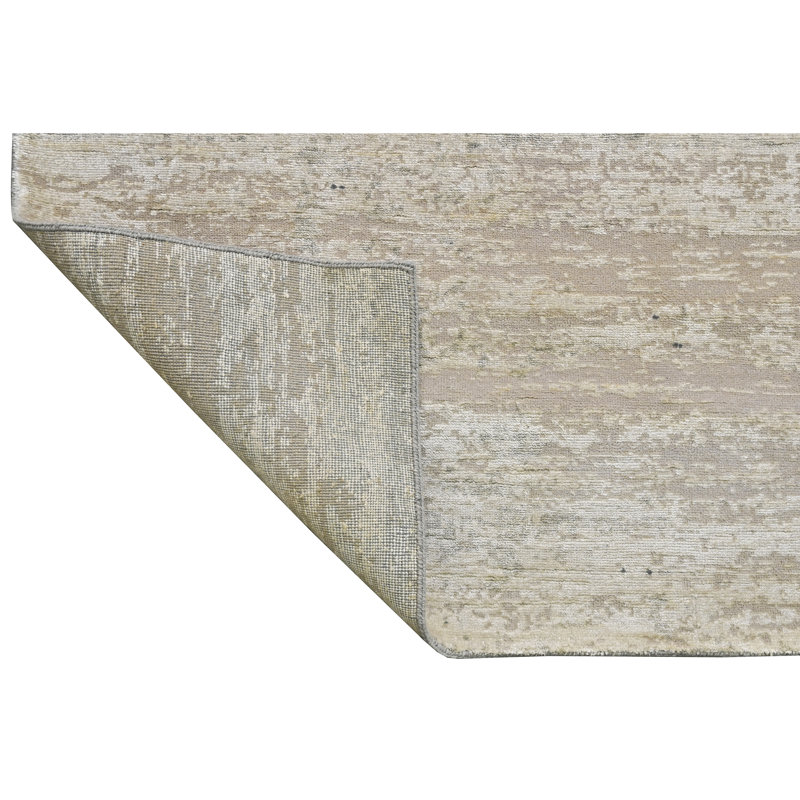 Tapis argenté et naturel de haute qualité noué à la main