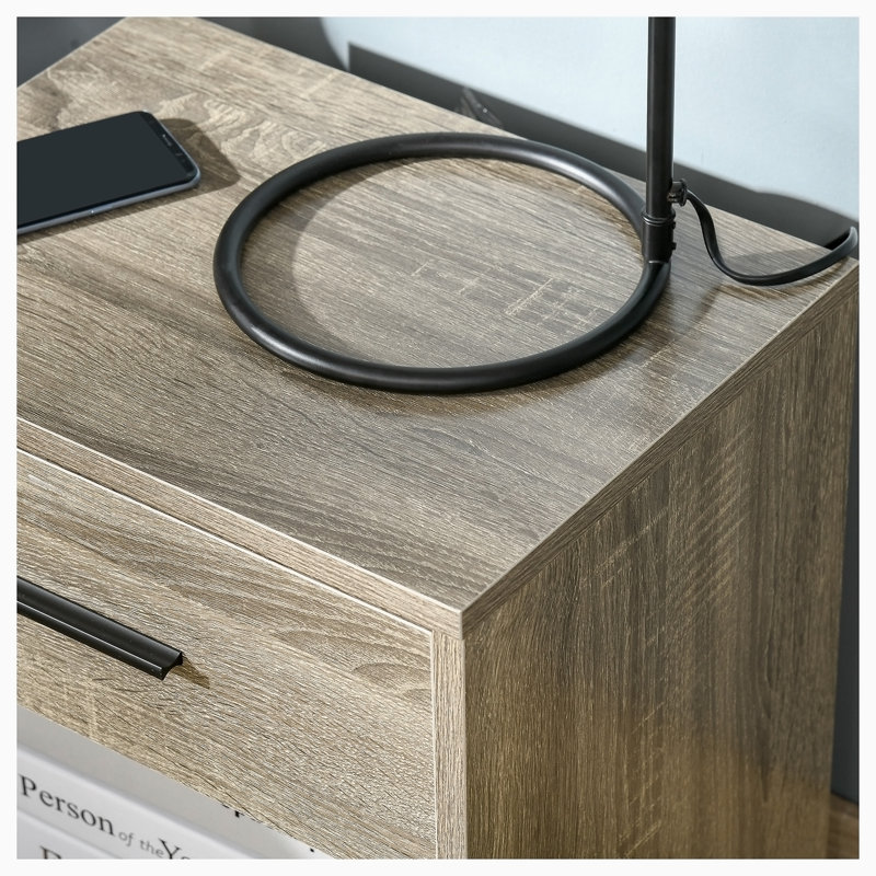 Avicia End Table with Storage, Grey