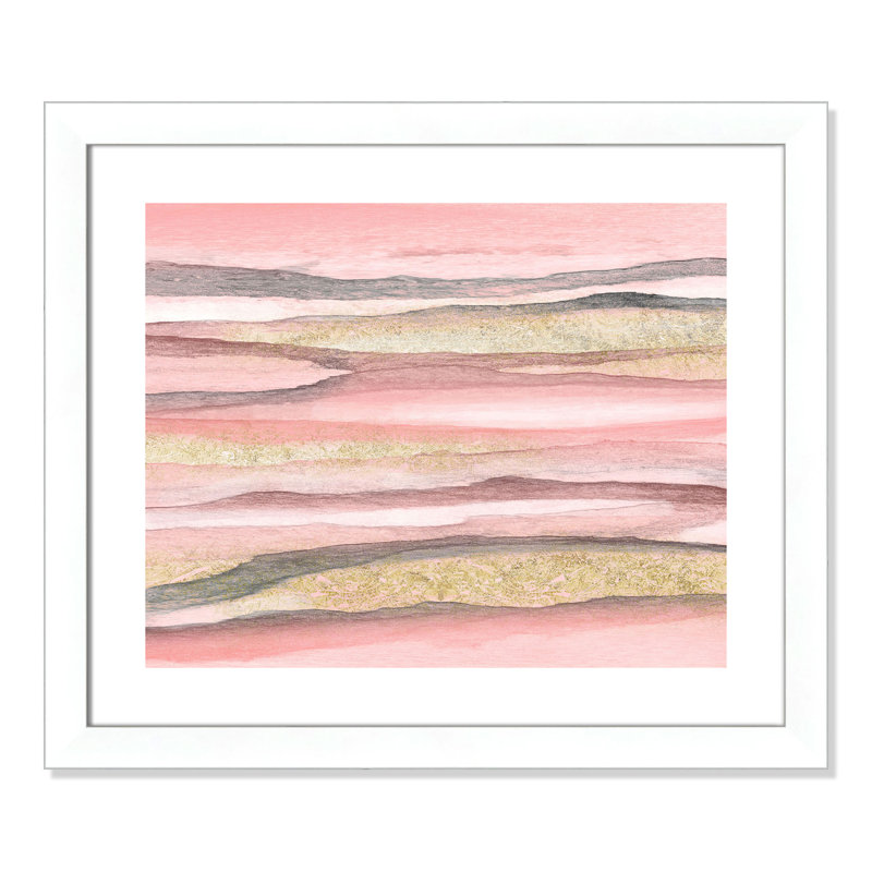«Ondraya Blush Horizon», reproduction de peinture à l'aquarelle encadrée, Blanc mat, H 23 po x l 27 po x P 1,25 po
