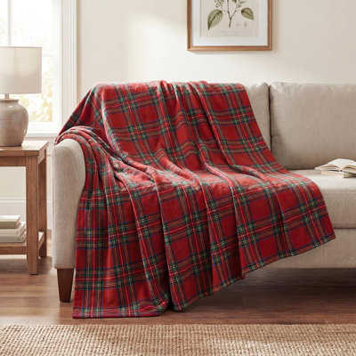 Jeté de couverture rouge rouge vert campagnard à carreaux, couverture de Noël rustique douce et légère pour canapé-lit, décoration idéale pour les adultes, 30 x 40