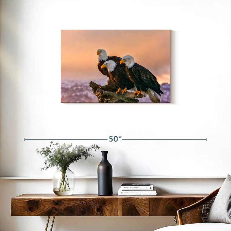 Brampt Three American Bald Eagles, 20" H x 30" W