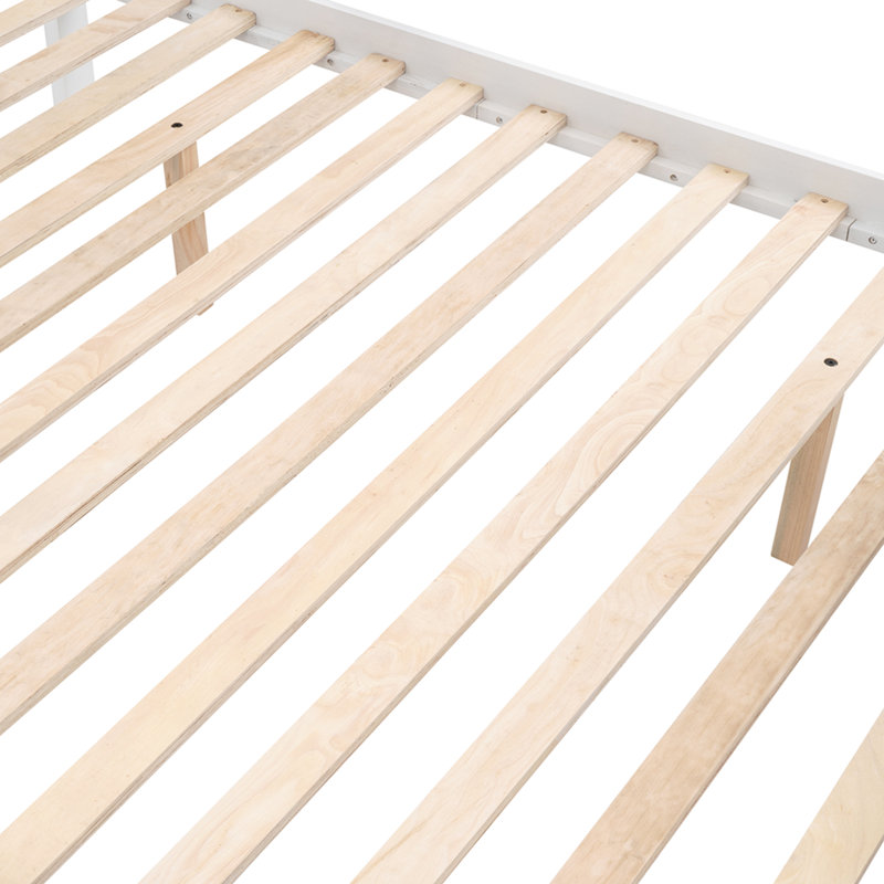 Lit superposé simple au-dessus de double avec rangement et garde-corps Stairway, Blanc