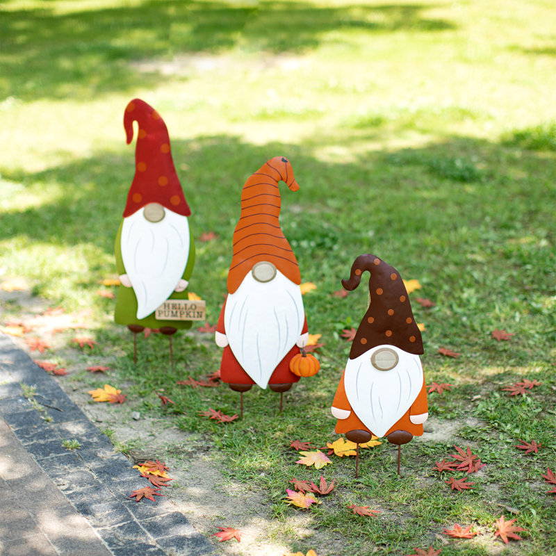 Piquet de jardin Gnome Family Autumn Fall