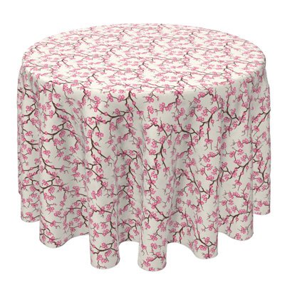 Round Floral Cotton Twill Tablecloth