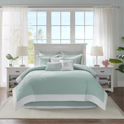 Ensemble d'édredon surdimensionné en jacquard de coton turquoise très grand