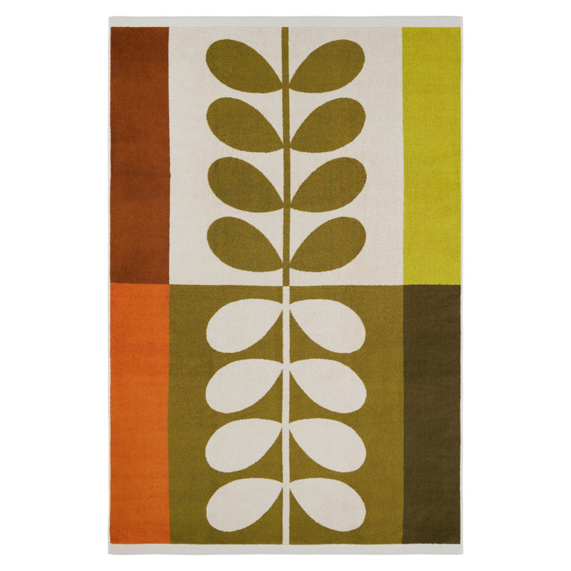 Stem Check Hazel-Ochre Cotton Towels, Bath Sheet