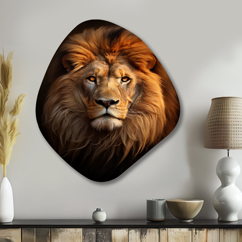 Décoration murale lion en forme de lion majestueux - forme nébuleuse du lion, H 35 po x l 31 po
