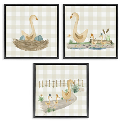 Mama Goose & Ducklings 3 PC Floater Canvas Set by Lucille Price