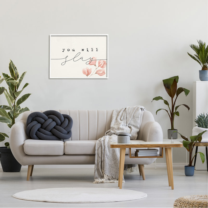 You Will Slay Minimal, L 30 po x H 24 po, Giclée encadrée blanc bord de mer