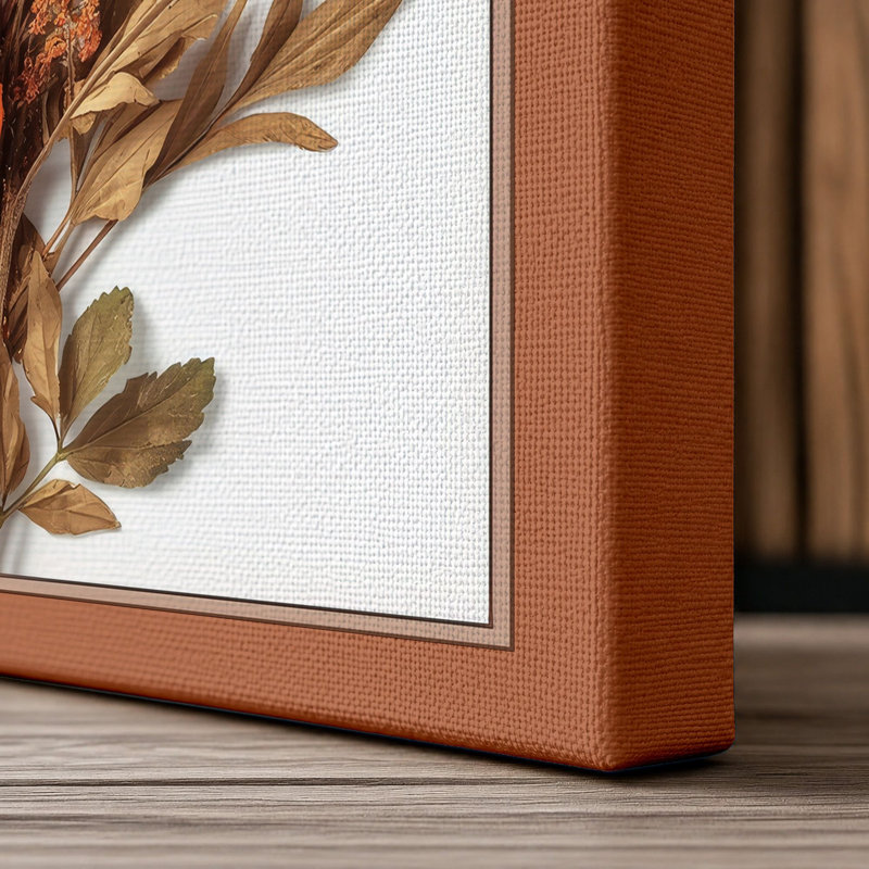 Carnation Study Botanical - Wrapped Canvas, 18x12 - 45.7 x 30.5 cm, Terracotta Border