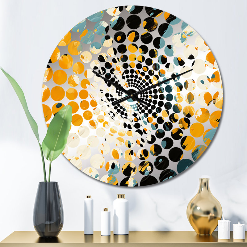Horloge murale jaune et noire Painterly Cheeta, Petit