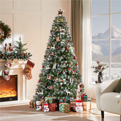 Sapin de Noël artificiel givré 7,5 pi avec 500 lumières Kaylisa 