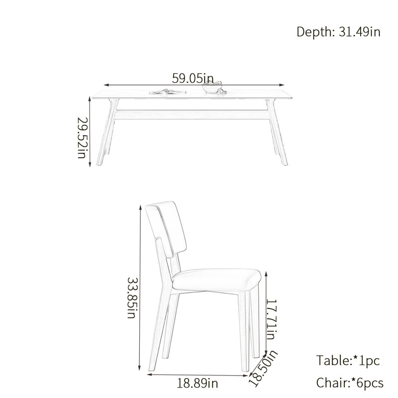 Household rock plate dining table sets, 29.52"H x 59.05"L x 31.49"W