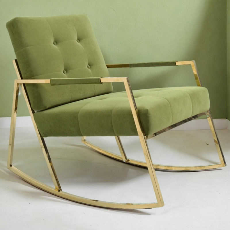 Fauteuil en velours capitonné 25,2 po Jerrimiah, Velours vert olive