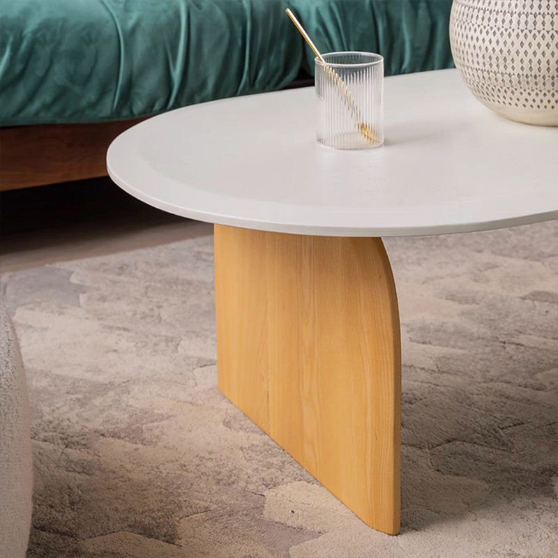 White Solid Wood Oval Coffee Table