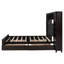 Grand lit plateforme en bois massif au design fonctionnel - armoire, tablette, douilles et tiroirs lisses
