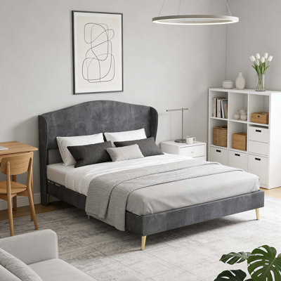 Lit rembourré avec structure robuste, pour chambre à coucher principale