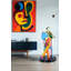 Statue de violoniste colorée en bronze de style Picasso NIFao 15 po x 14 po x H 28 po