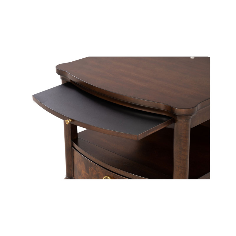 Table de bout à plateau coulissant en placage de cerisier l 24 po x P 20 po x H 24 po Mobilya