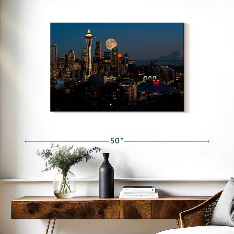 Ravi Seattle Moonrise, 24" H x 36" W