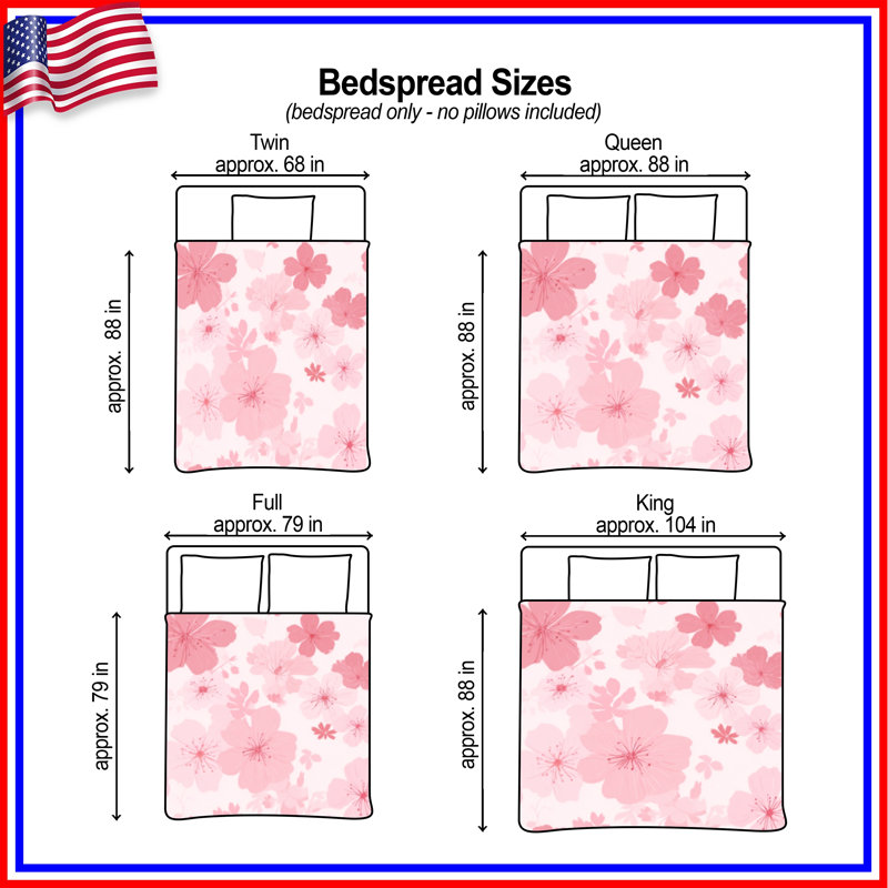 Couvre-lit matelassé rose Cherry Blossoms, Double
