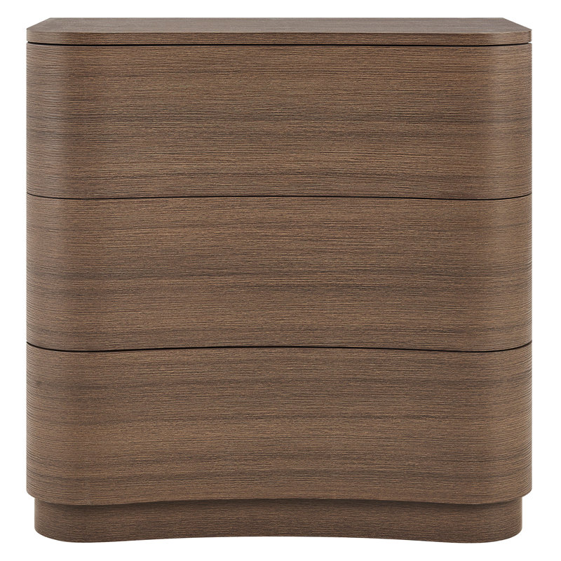 Commode compacte incurvée à 3 tiroirs Mirae, Chêne brun brossé