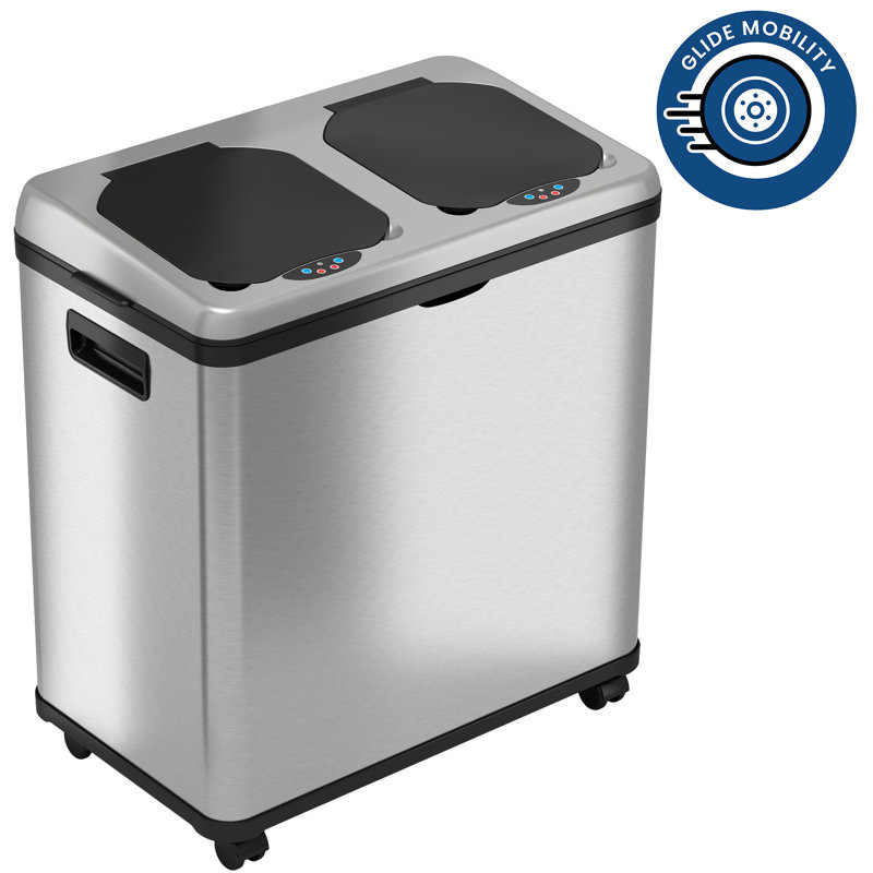 Erik Stainless Steel 16 Gallon Motion Sensor Trash and Recycling Bin
