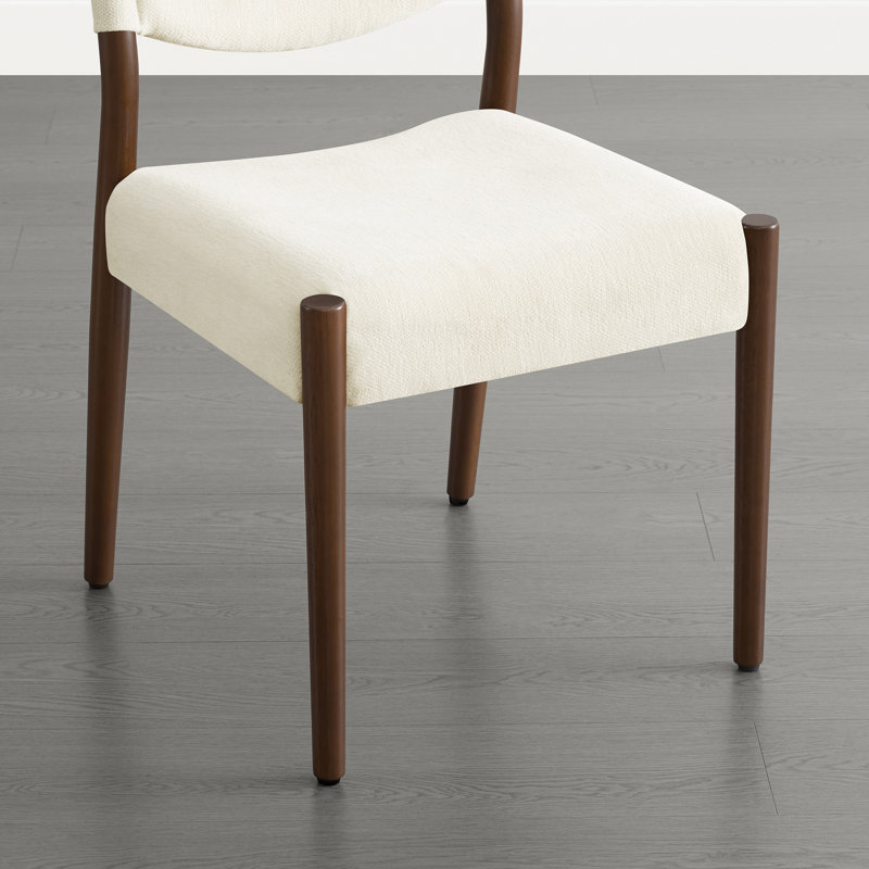 Modern Style Upholstered Side Dining Chairs, White