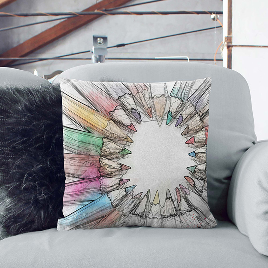 Coloured Pencils Cushion with Filling