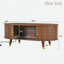 Table basse ovale cannelée en noyer, table de centre Mid-Century avec station de charge, porte tambour 360 °, pieds en bois massif pour les salons-963920099