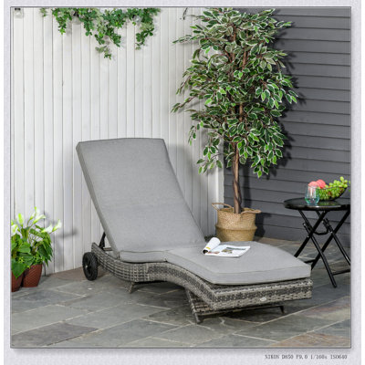 Outsunny Chaise Lounge Pool Chair, Outdoor PE Rattan Cushioned Patio Sun Lounger w/ 5-Level by Dovecove