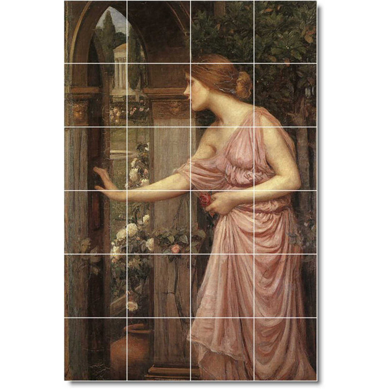 Carreau de peinture murale 32 po x 48 po 8 po x 8 po, John Waterhouse, peinture de femme W09417