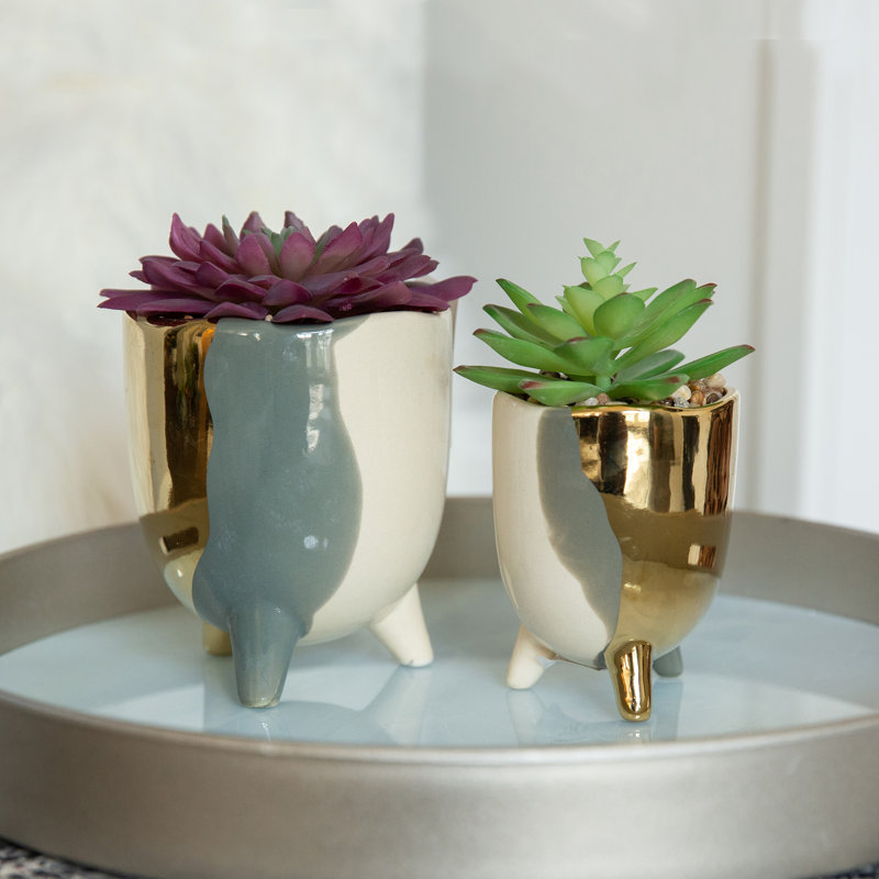 Lytle Handmade Ceramic Pot Planter, Gray