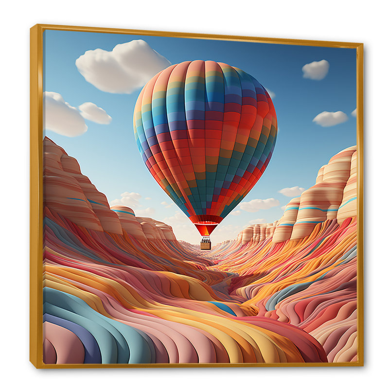 «Abstract Colorful Balloon Soaring I», reproduction sur toile, Cadre flottant doré, H 24 po x l 24 po x P 1 po