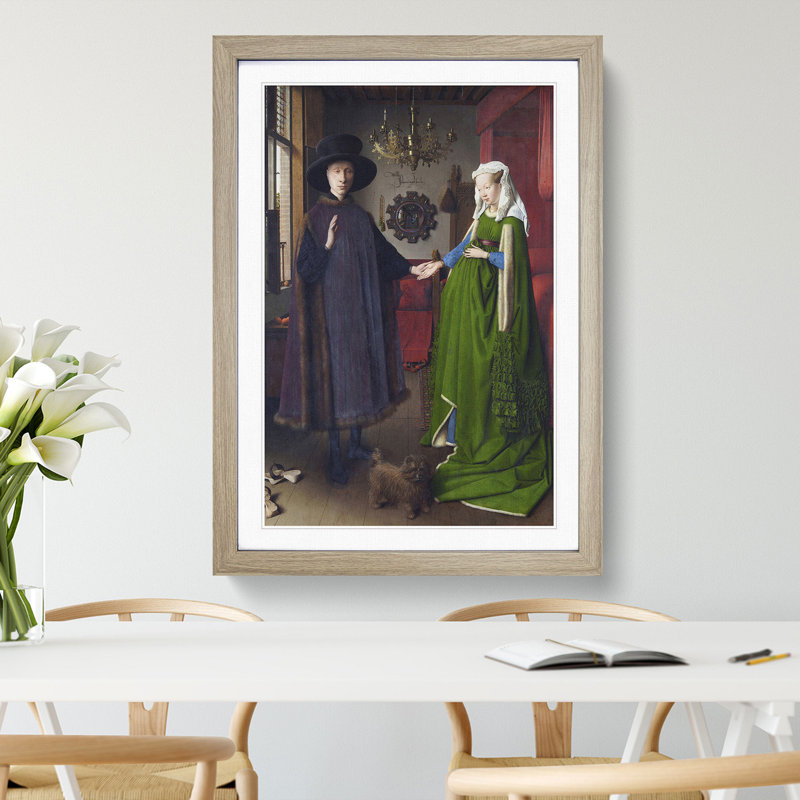 Arnolfini Portrait by Jan van Eyck - Picture Frame Painting, Oak Framed, 65cm H x 48cm W x 2cm D