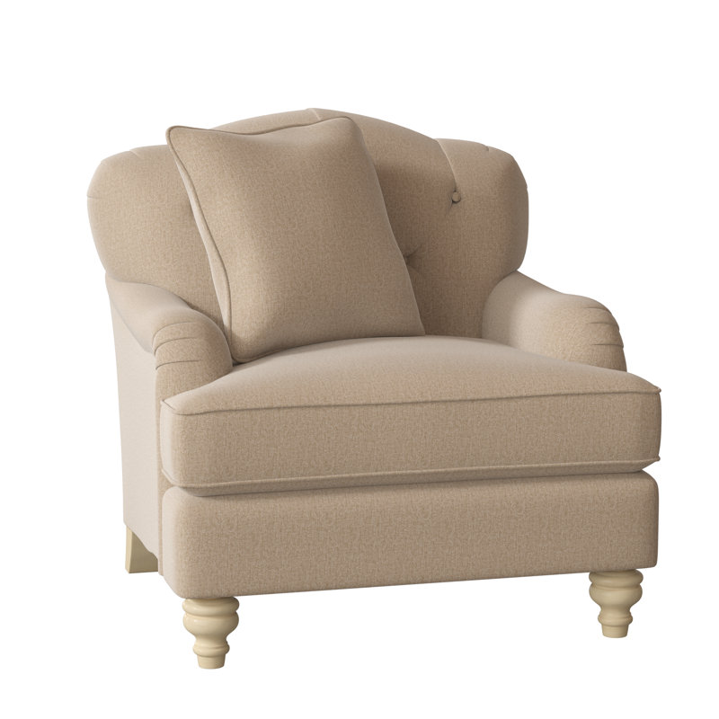 Fauteuil large capitonné 38 po Sullivan, Beau sergé performance beige 10, Pécan, Non