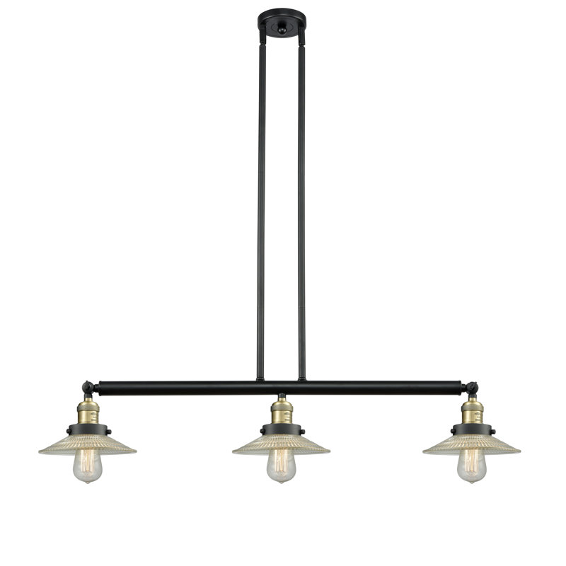 Miramontes 3 - Light Kitchen Island Pendant, Clear Halophane, LED, Black Antique Brass