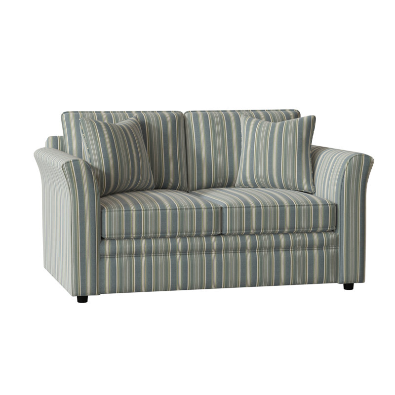 Northfield 62'' Upholstered Loveseat, Green and Blue Stripe; 0252-54