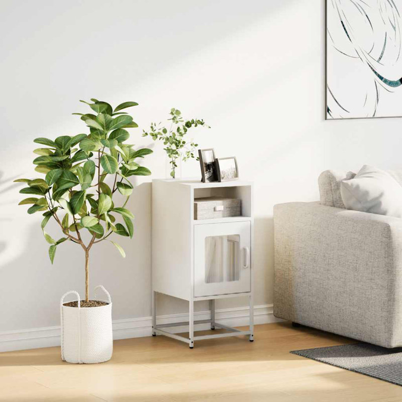 Beautrice 36cm W Steel Bedside Table, White