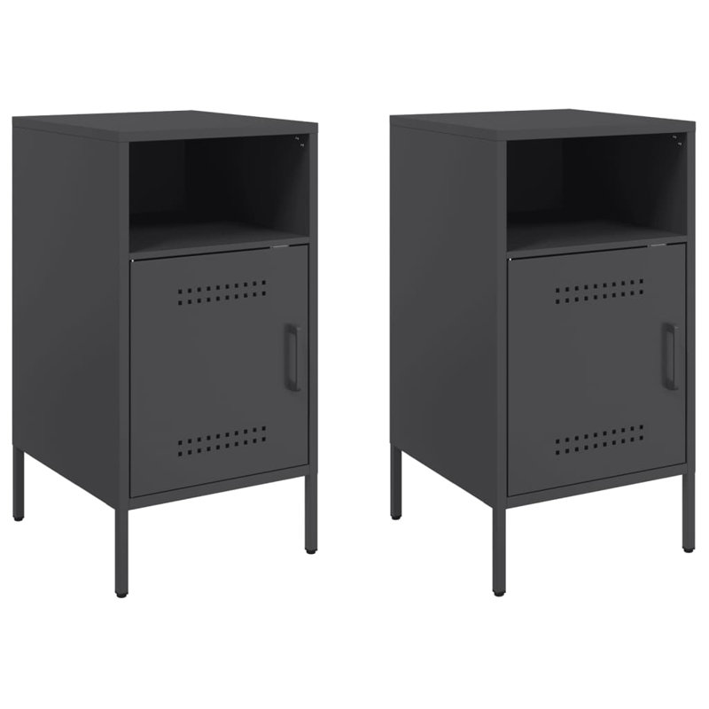 Bedside Cabinets 2 pcs 36x39x68 cm Steel, Black