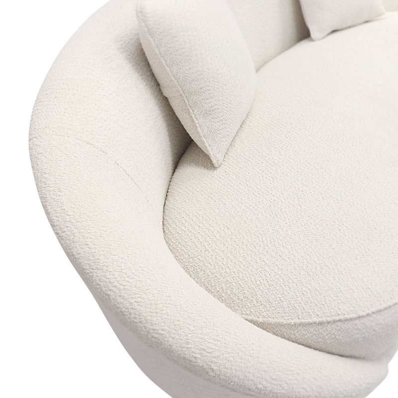 Canapé incurvé à accoudoirs évasés Luna, Mélange de polyester ivoire