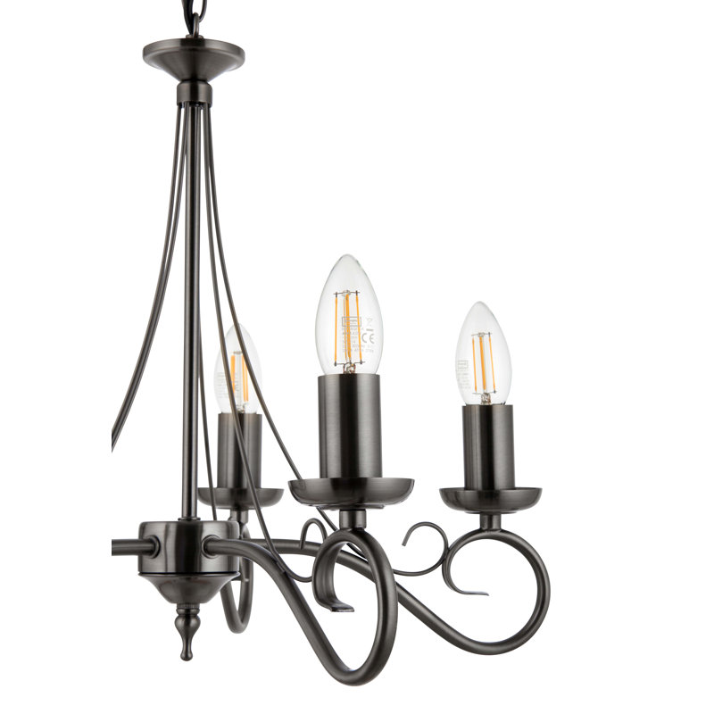 Bannister 5 - Light Candle Style Chandelier, Antique Silver
