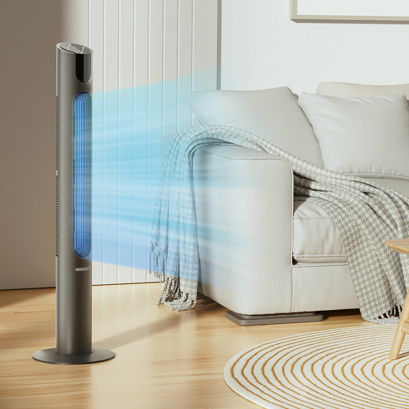 45" Bladeless Tower Fan, 70 Degree Oscillating Floor Fan with Remote, 8 Speed, 4 Modes, 12H Timer, Space Gray